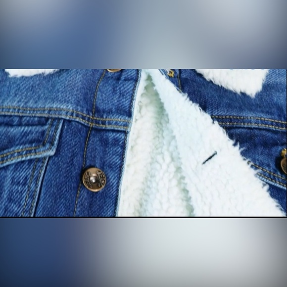 Dark Denim Sherpa Lined Trucker Cowboy Jacket w/Collar New! Size XL - Picture 6 of 14